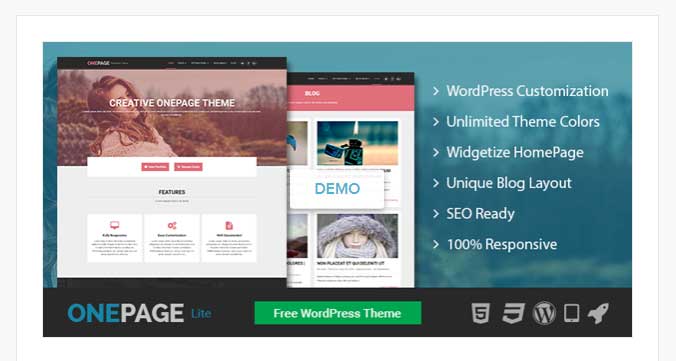 one page lite free wordpress theme